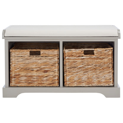 Banc-pouf SAFAVIEH Euphemia en osier tressé, couleur marron - 33,5 x 16,1 x 19,9 - 34Lx16Px20H