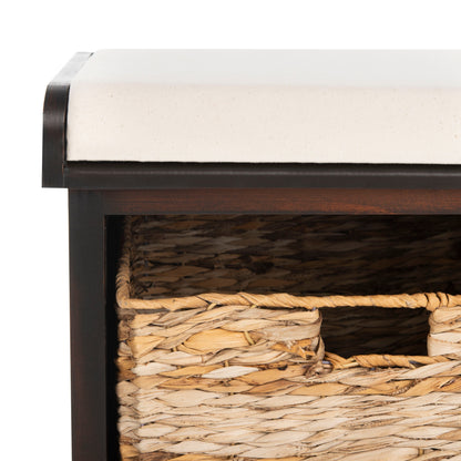 Banc-pouf SAFAVIEH Euphemia en osier tressé, couleur marron - 33,5 x 16,1 x 19,9 - 34Lx16Px20H