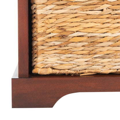 Banc-pouf SAFAVIEH Euphemia en osier tressé, couleur marron - 33,5 x 16,1 x 19,9 - 34Lx16Px20H