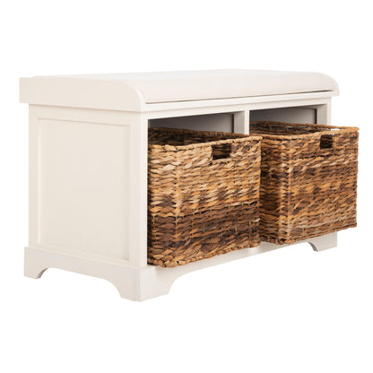 Banc-pouf SAFAVIEH Euphemia en osier tressé, couleur marron - 33,5 x 16,1 x 19,9 - 34Lx16Px20H