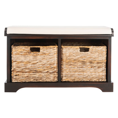 Banc-pouf SAFAVIEH Euphemia en osier tressé, couleur marron - 33,5 x 16,1 x 19,9 - 34Lx16Px20H