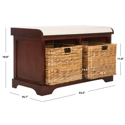 Banc-pouf SAFAVIEH Euphemia en osier tressé, couleur marron - 33,5 x 16,1 x 19,9 - 34Lx16Px20H