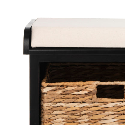 Banc-pouf SAFAVIEH Euphemia en osier tressé, couleur marron - 33,5 x 16,1 x 19,9 - 34Lx16Px20H