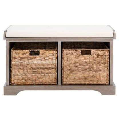Banc-pouf SAFAVIEH Euphemia en osier tressé, couleur marron - 33,5 x 16,1 x 19,9 - 34Lx16Px20H