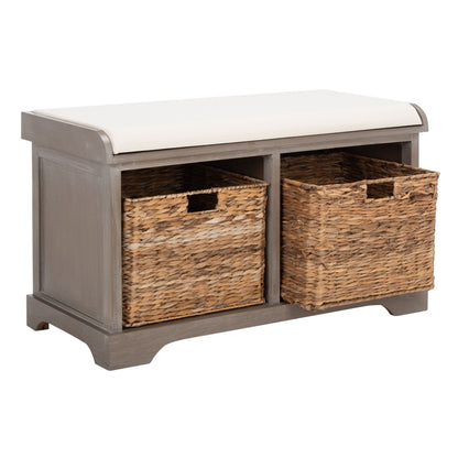 Banc-pouf SAFAVIEH Euphemia en osier tressé, couleur marron - 33,5 x 16,1 x 19,9 - 34Lx16Px20H
