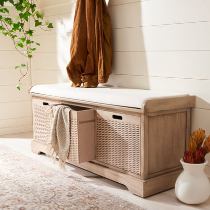 Banc de rangement avec 3 tiroirs et coussin SAFAVIEH Fiorello - 120,2 L x 38,1 l x 48,3 H - 120x38x48cm