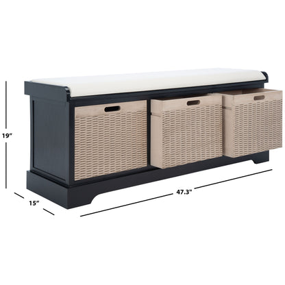 Banc de rangement avec 3 tiroirs et coussin SAFAVIEH Fiorello - 120,2 L x 38,1 l x 48,3 H - 120x38x48cm