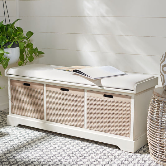 Banc de rangement avec 3 tiroirs et coussin SAFAVIEH Fiorello - 120,2 L x 38,1 l x 48,3 H - 120x38x48cm