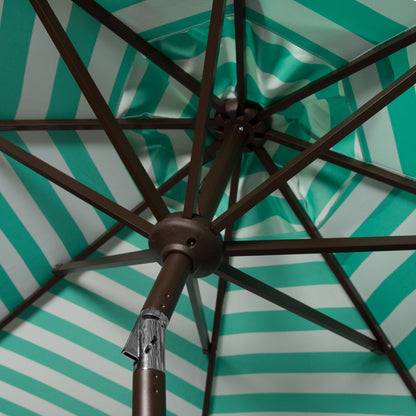 Parasol d'extérieur à manivelle SAFAVIEH Hadire Inside Out à rayures, 9 pieds