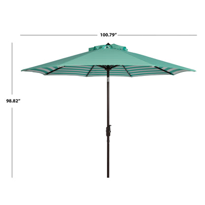 Parasol d'extérieur à manivelle SAFAVIEH Hadire Inside Out à rayures, 9 pieds