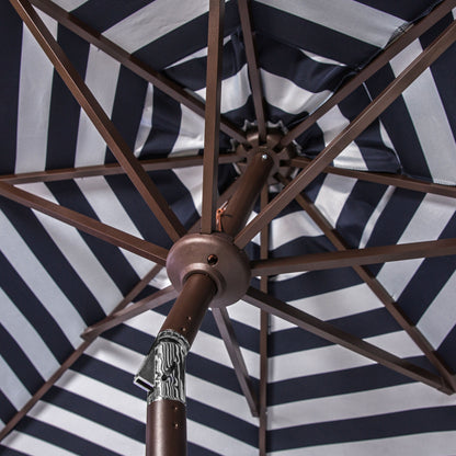 Parasol d'extérieur à manivelle SAFAVIEH Hadire Inside Out à rayures, 9 pieds
