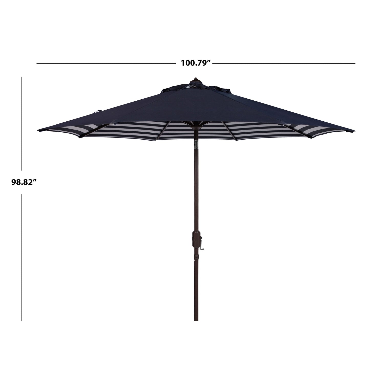 Parasol d'extérieur à manivelle SAFAVIEH Hadire Inside Out à rayures, 9 pieds