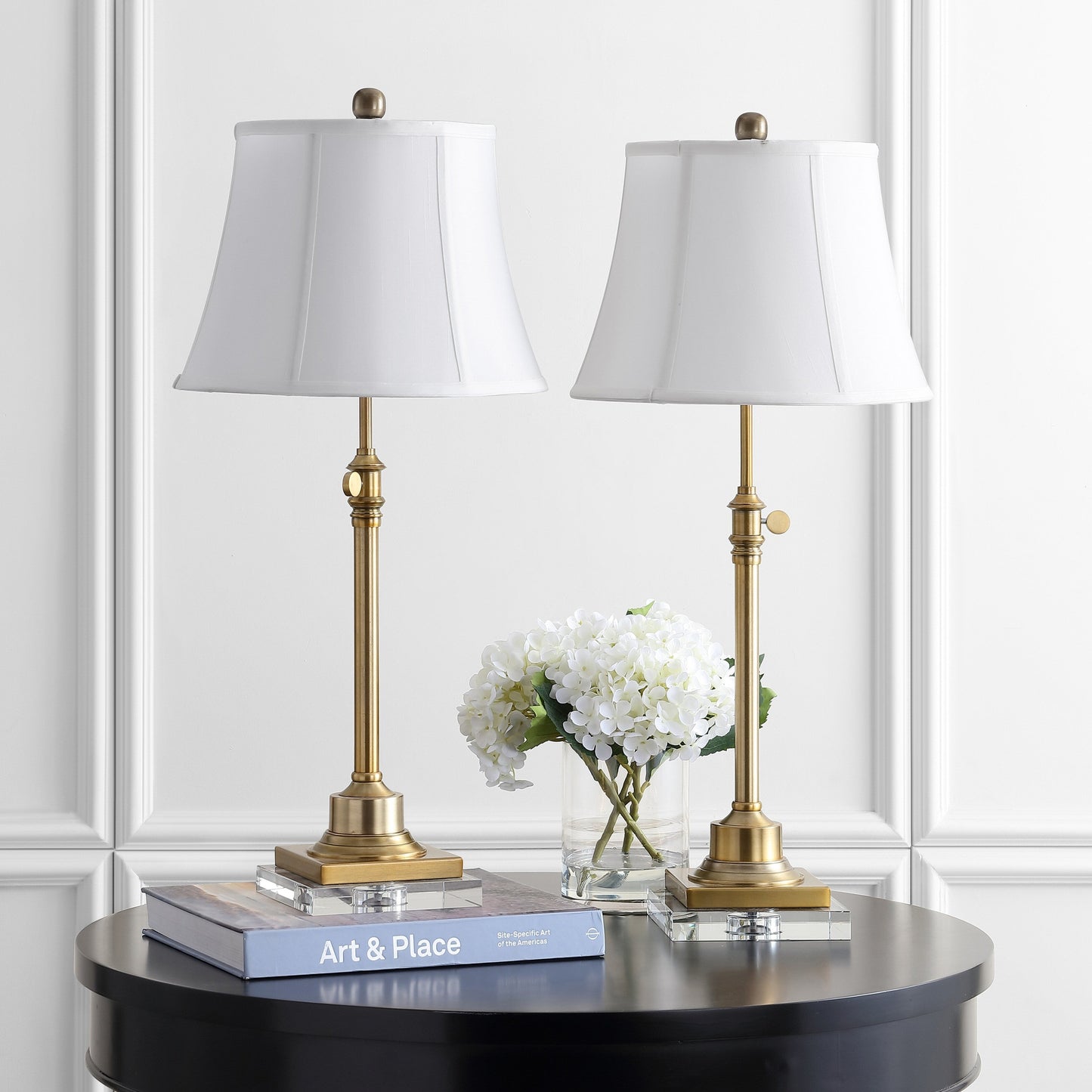 Lot de 2 lampes de table Amande de SAFAVIEH Lighting, hauteur réglable de 27 à 31 pouces - 13L x 13P x 31H (cm)