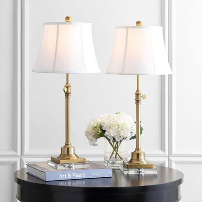 Lot de 2 lampes de table Amande de SAFAVIEH Lighting, hauteur réglable de 27 à 31 pouces - 13L x 13P x 31H (cm)