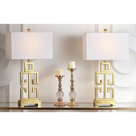 SAFAVIEH Lighting Chantelle Lampe de table antique dorée grecque de 74 cm (lot de 2) - 16W x 9D x 74H