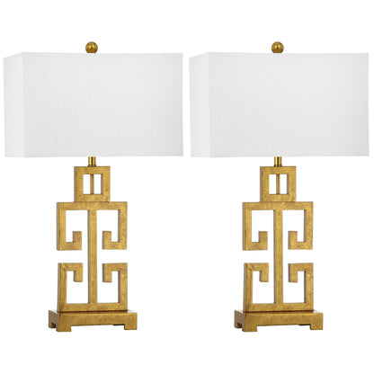 SAFAVIEH Lighting Chantelle Lampe de table antique dorée grecque de 74 cm (lot de 2) - 16W x 9D x 74H