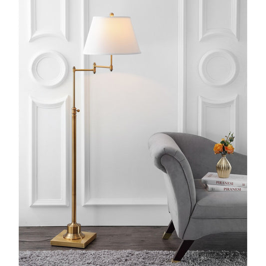 SAFAVIEH Lighting Tracee, lampe de sol pivotante dorée de 60 pouces - 16x16x54,5-68,5 - 16Lx16Px69H