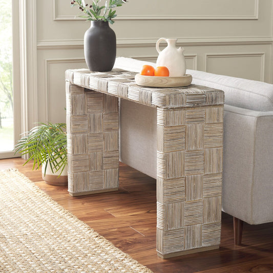 Table console en rotin SAFAVIEH Mindel - 51L x 14P x 32H (dimensions en pouces)