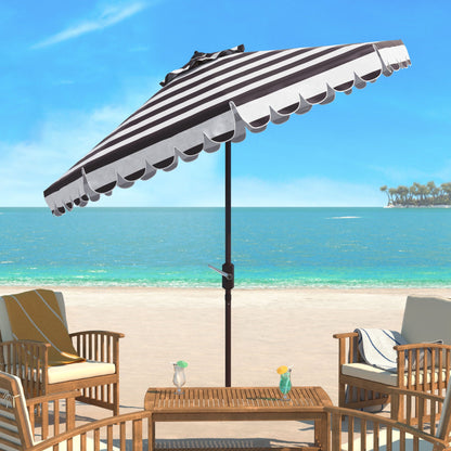 Parasol à manivelle à rayures et volutes simples Nargiz de SAFAVIEH, 9 pieds