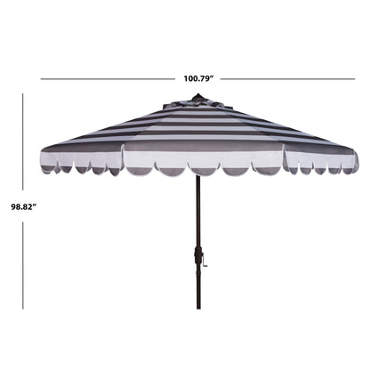 Parasol à manivelle à rayures et volutes simples Nargiz de SAFAVIEH, 9 pieds