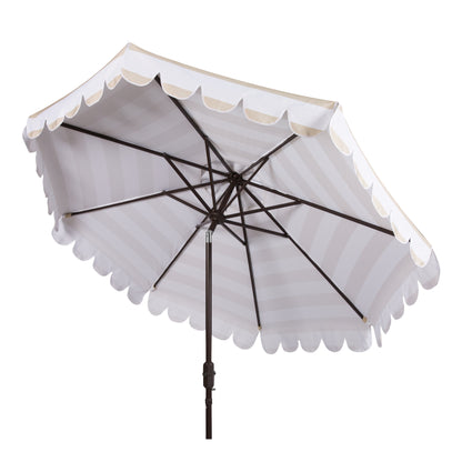 Parasol à manivelle à rayures et volutes simples Nargiz de SAFAVIEH, 9 pieds