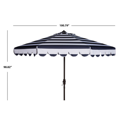 Parasol à manivelle à rayures et volutes simples Nargiz de SAFAVIEH, 9 pieds