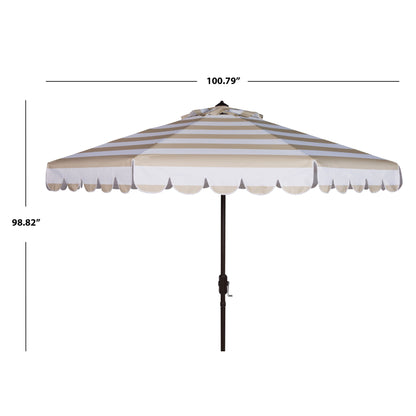 Parasol à manivelle à rayures et volutes simples Nargiz de SAFAVIEH, 9 pieds