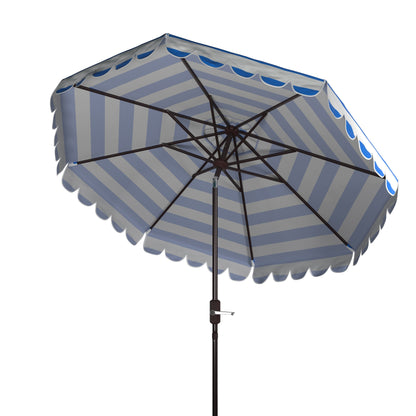 Parasol à manivelle à rayures et volutes simples Nargiz de SAFAVIEH, 9 pieds