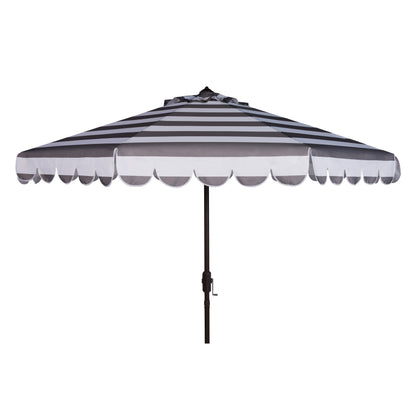 Parasol à manivelle à rayures et volutes simples Nargiz de SAFAVIEH, 9 pieds