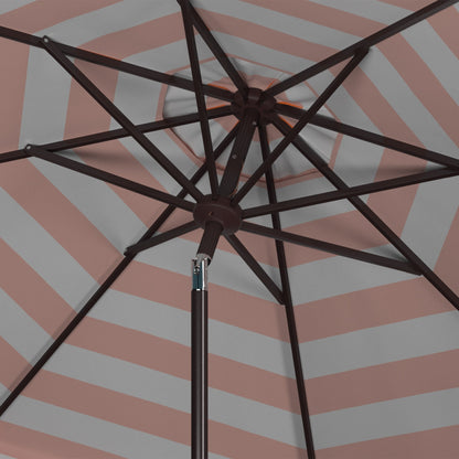 Parasol à manivelle à rayures et volutes simples Nargiz de SAFAVIEH, 9 pieds