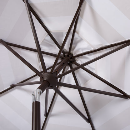 Parasol à manivelle à rayures et volutes simples Nargiz de SAFAVIEH, 9 pieds