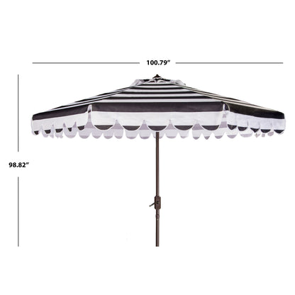 Parasol à manivelle à rayures et volutes simples Nargiz de SAFAVIEH, 9 pieds