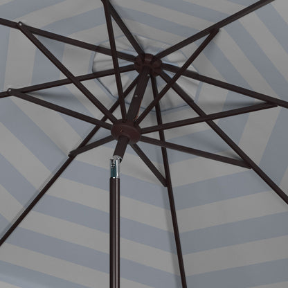 Parasol à manivelle à rayures et volutes simples Nargiz de SAFAVIEH, 9 pieds