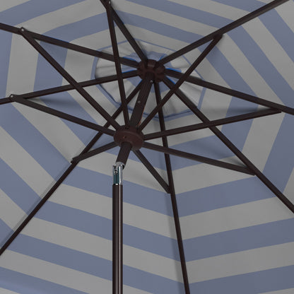Parasol à manivelle à rayures et volutes simples Nargiz de SAFAVIEH, 9 pieds
