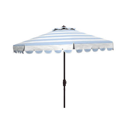 Parasol à manivelle à rayures et volutes simples Nargiz de SAFAVIEH, 9 pieds