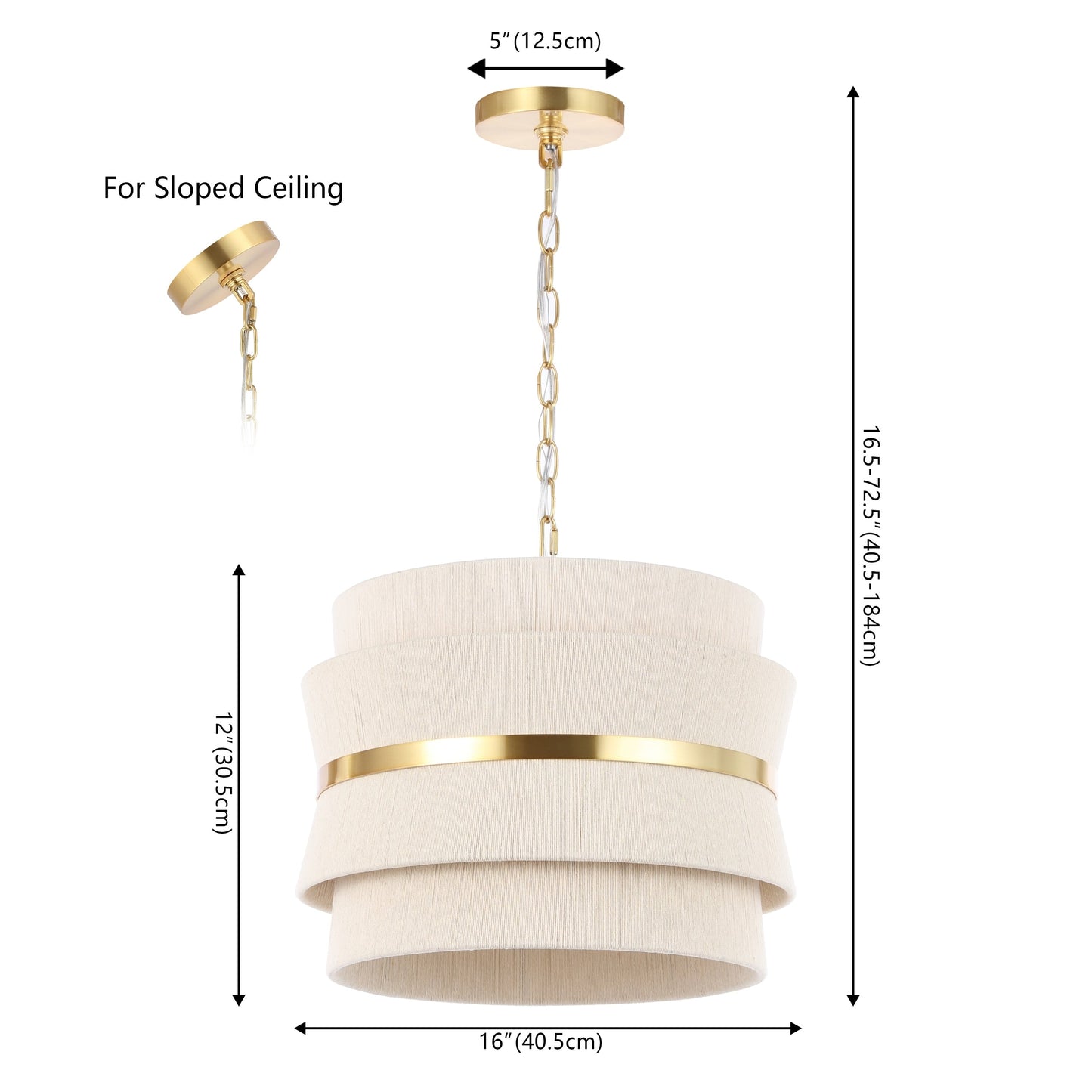 SAFAVIEH Oprea Lustre suspendu réglable à 3 lumières (ampoules LED incluses) - 16 x 16 x 16.5-72.5