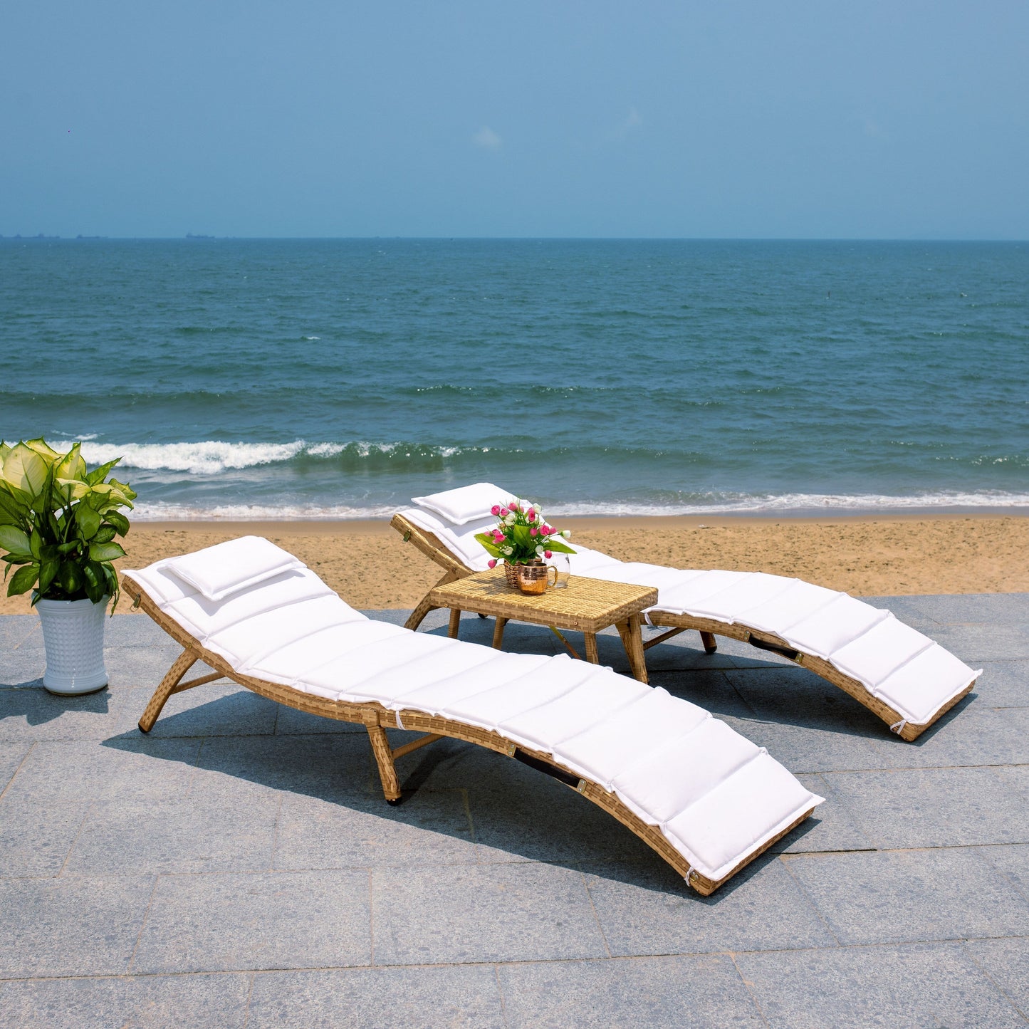 Ensemble de chaises longues de jardin 3 pièces SAFAVIEH Outdoor Blaguna - 83Lxlx24h (cm)