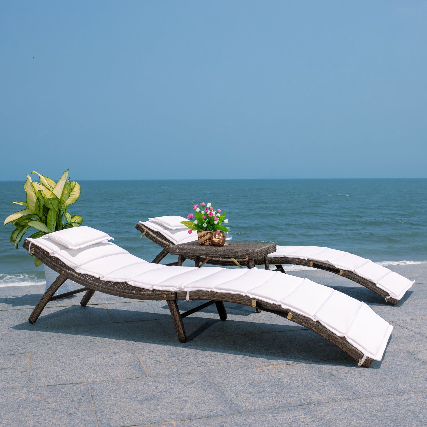Ensemble de chaises longues de jardin 3 pièces SAFAVIEH Outdoor Blaguna - 83Lxlx24h (cm)