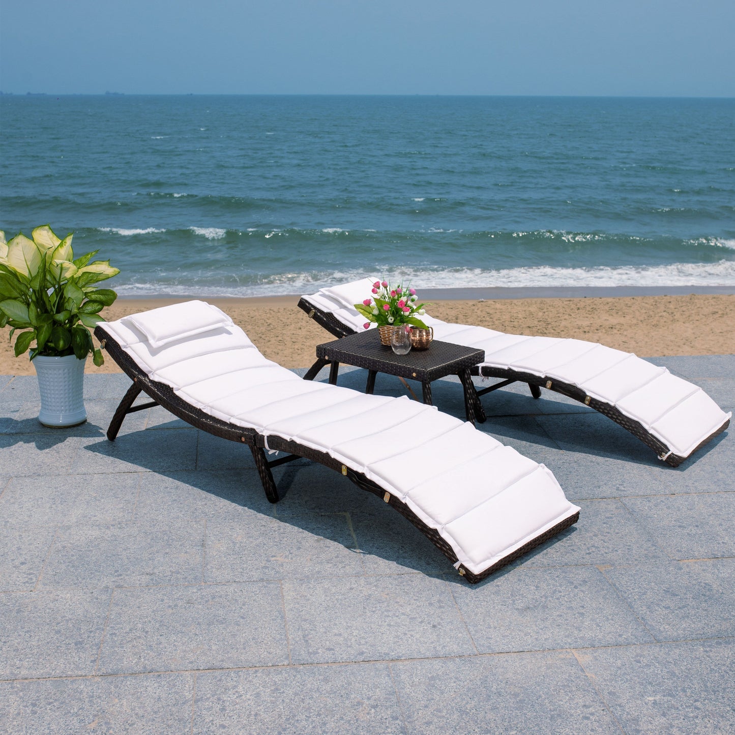 Ensemble de chaises longues de jardin 3 pièces SAFAVIEH Outdoor Blaguna - 83Lxlx24h (cm)