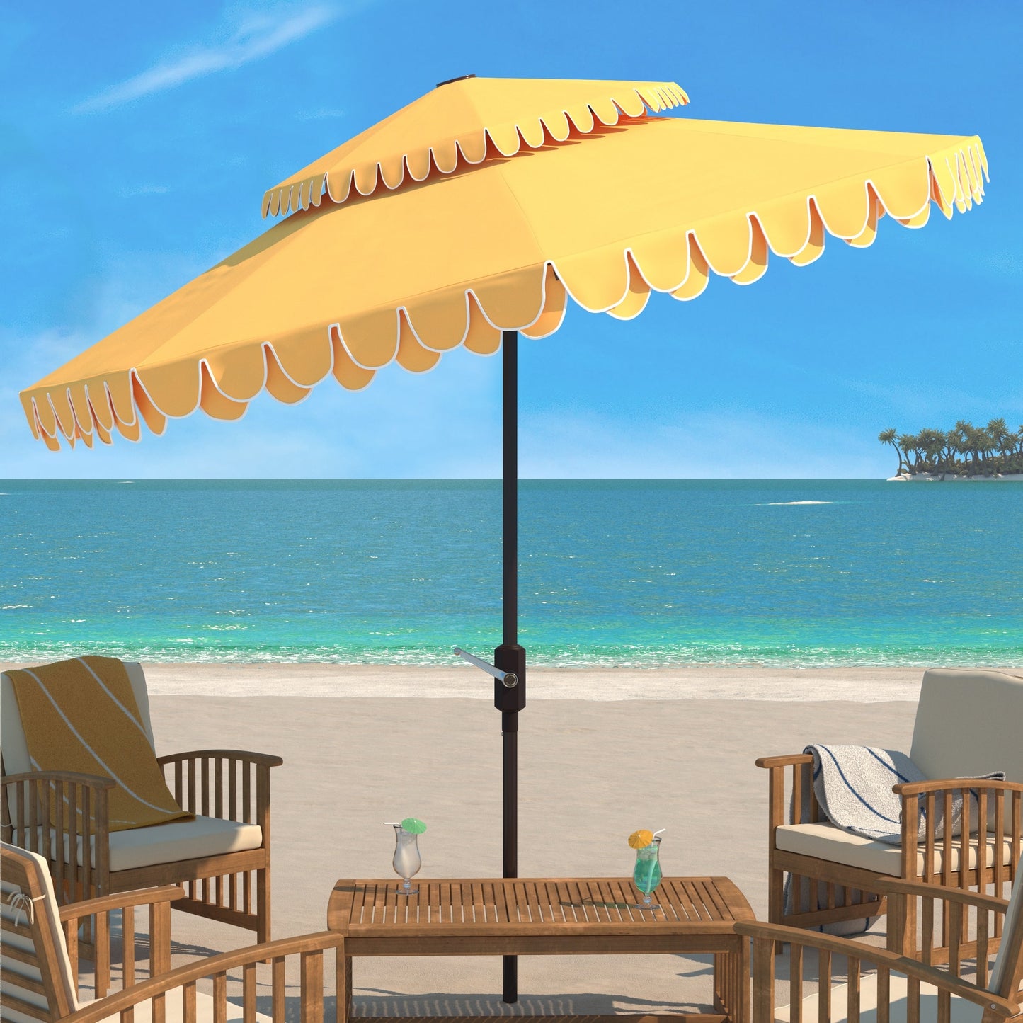 Parasol de jardin SAFAVIEH Kjerstin Valance 9 pieds à double toit