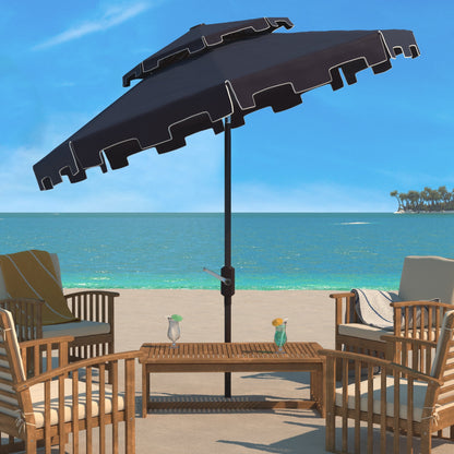 Parasol de jardin SAFAVIEH Livia 9 pieds à double toit, pied non inclus.