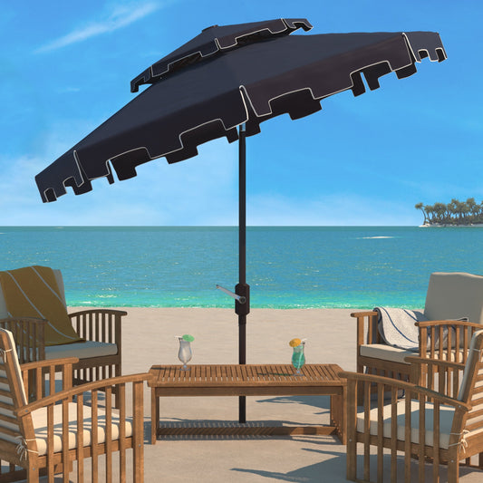 Parasol de jardin SAFAVIEH Livia 9 pieds à double toit, pied non inclus.