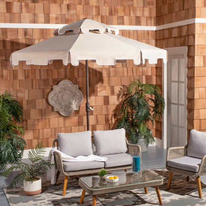 Parasol de jardin SAFAVIEH Livia 9 pieds à double toit, pied non inclus.