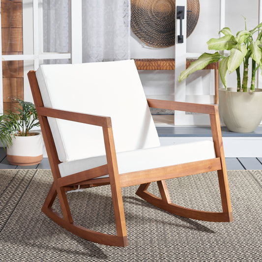Chaise à bascule d'extérieur Makaila de SAFAVIEH avec coussin - 66L x 79P x 97H (cm)