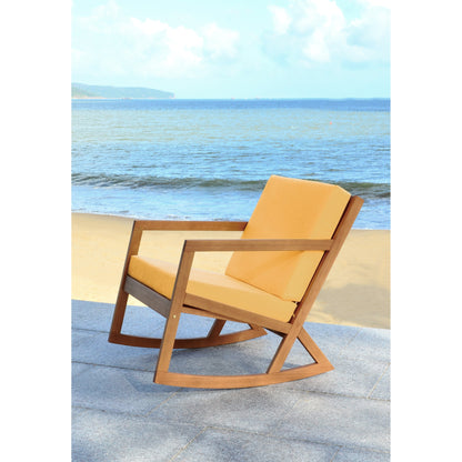 Chaise à bascule d'extérieur Makaila de SAFAVIEH avec coussin - 66L x 79P x 97H (cm)