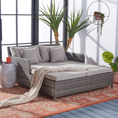 SAFAVIEH Fauteuil de jardin en osier Taniyah avec coussins - 135L x 71P x 157H (cm)