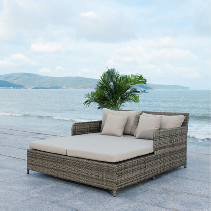 SAFAVIEH Fauteuil de jardin en osier Taniyah avec coussins - 135L x 71P x 157H (cm)