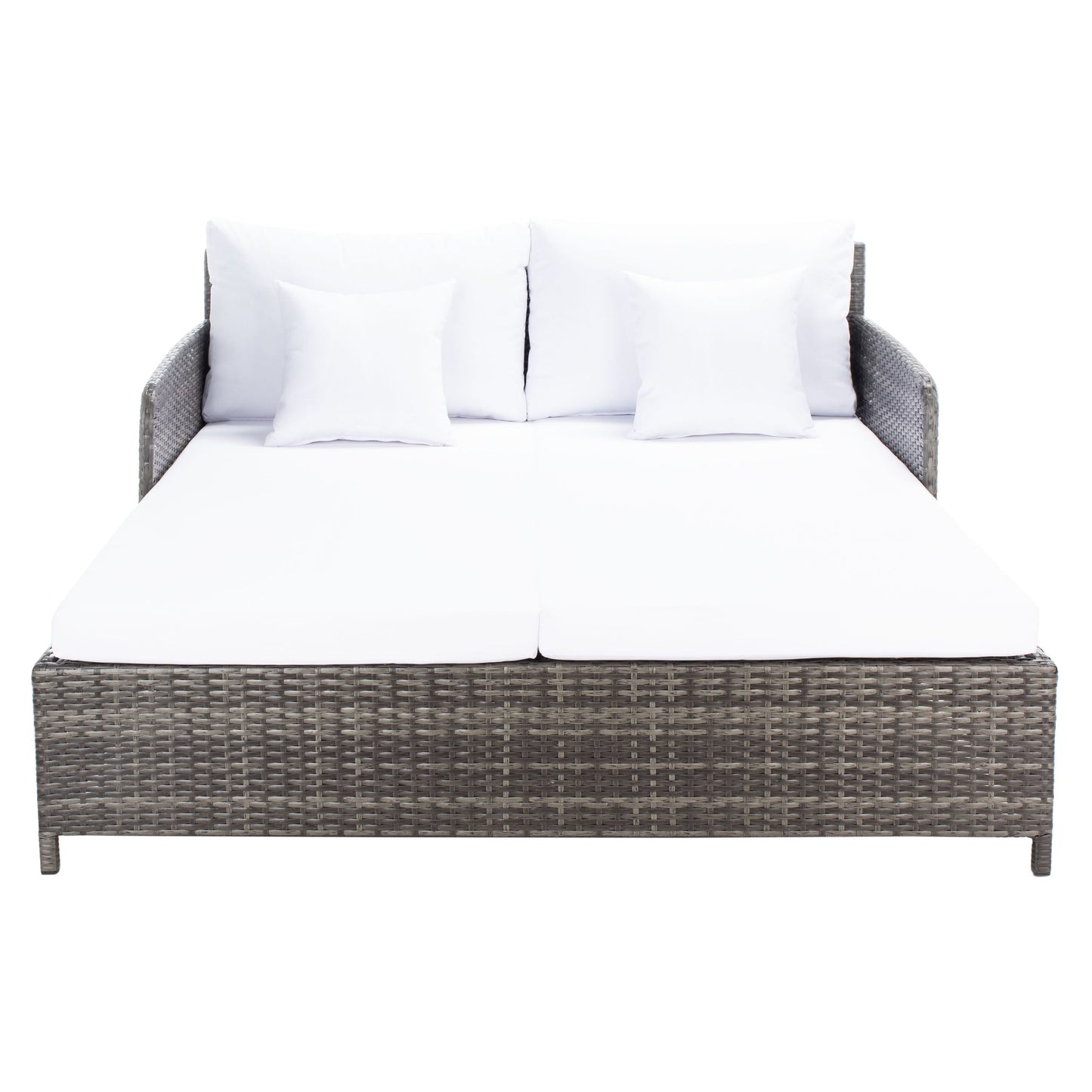 SAFAVIEH Fauteuil de jardin en osier Taniyah avec coussins - 135L x 71P x 157H (cm)