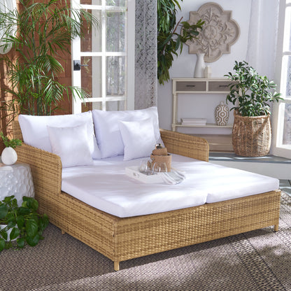 SAFAVIEH Fauteuil de jardin en osier Taniyah avec coussins - 135L x 71P x 157H (cm)