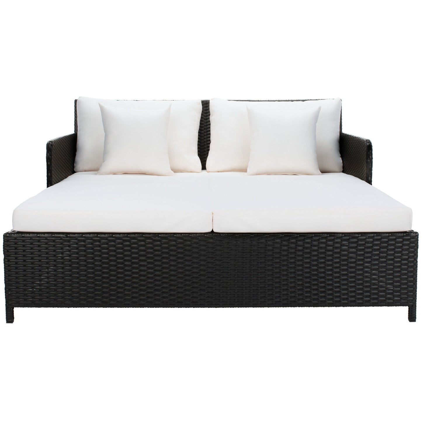 SAFAVIEH Fauteuil de jardin en osier Taniyah avec coussins - 135L x 71P x 157H (cm)